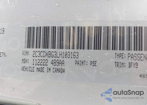 2020 Dodge Charger Sxt Rwd z USA, uszkodzony, nr VIN 2C3CDXBG3LH103163